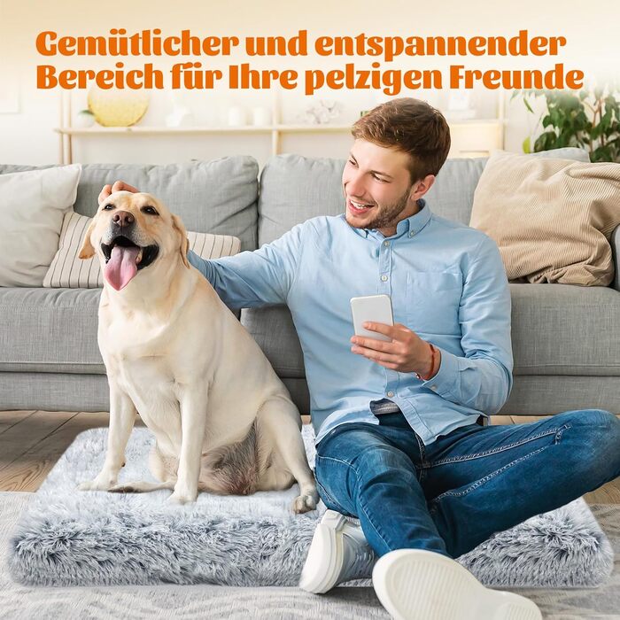 М'яке ліжко для собак, пухнасте килимок, ліжко-матрац для собак, омбре сірий, 75x50x8 см