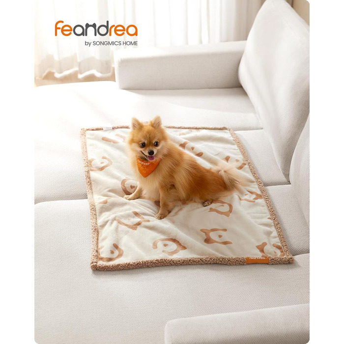 Покривало для собак Feandrea водонепроникне, Sherpa Fleece, XL 152x127 см, бежеве. Захист для дивана, машинне прання