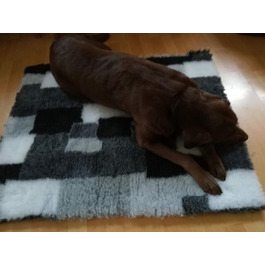 Преміум лежанка для собак Drybed Patchwork сірого кольору, 100x75 см, лежанка-декорація, ковдра для собак, місце для відпочинку, суха лежанка