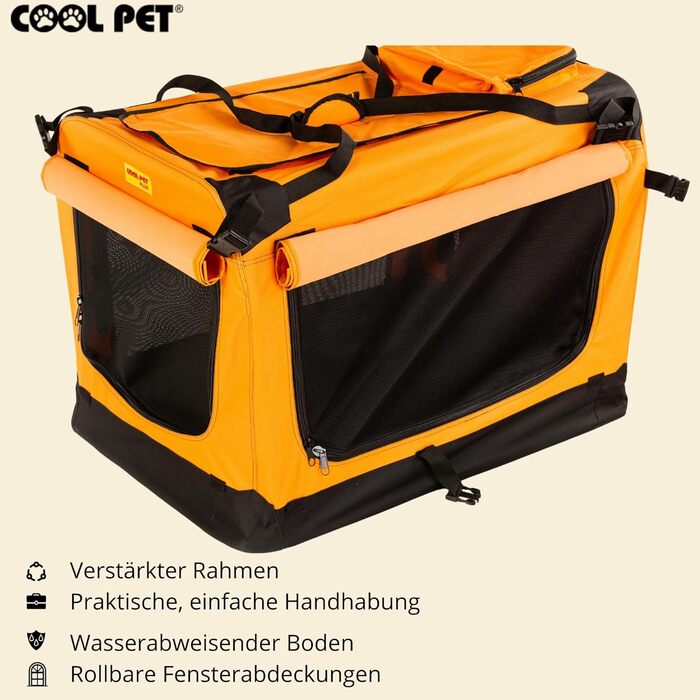 Органайзер для собак 91х64х64 см 2XL, переноска, клітка, коробка для собак, автопереноска, складана переноска (оранжева)