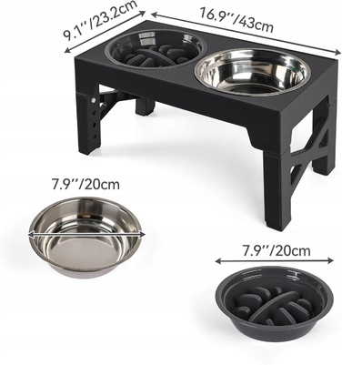Подвійна підвищена миска для собак та котів, миска для корму