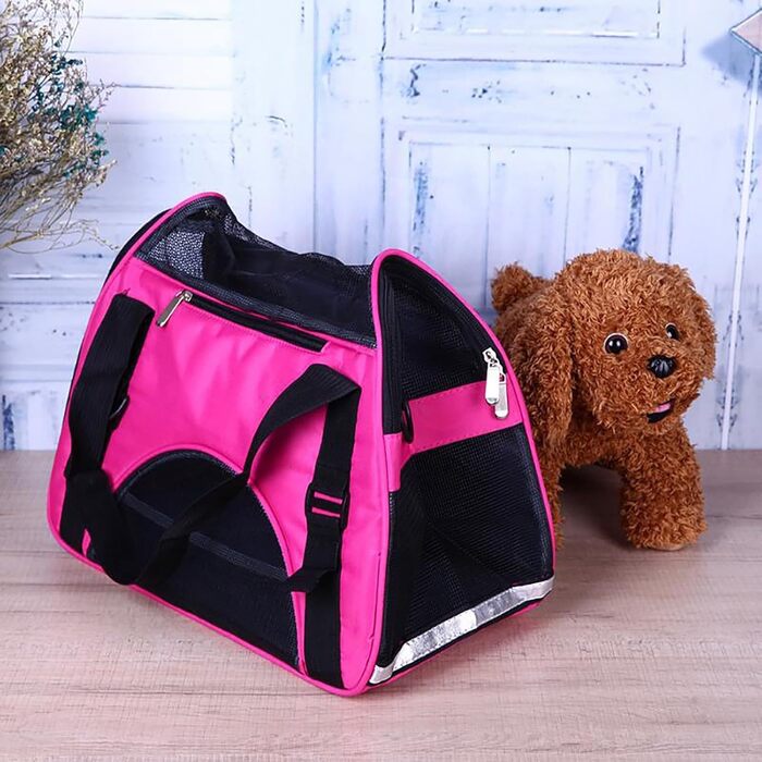 Персоналізована переноска для кота/собаки з вишивкою імені. Складана переноска для собак та котів. Сумка-переноска для маленьких собак та котів (рожевий)