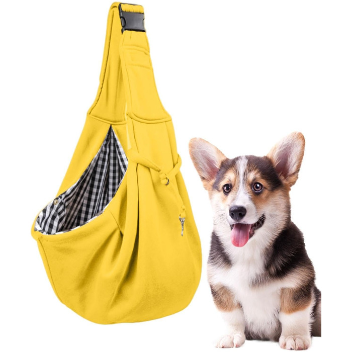 Сумка для собак, безпечна переноска для собак – перекидна для маленьких порід з регульованим ременем для малих тварин для подорожей на відкритому повітрі (жовта)