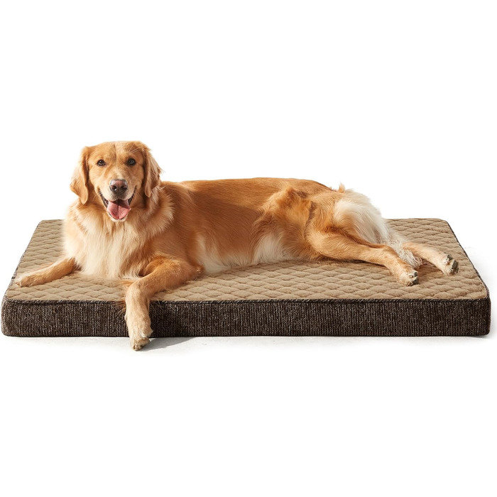 Ортопедичне ліжко для собак JOEJOY, маленьких порід, з м'якою підстилкою, неслизьке дно, 61x43x9 см (Колір: Коричневий)