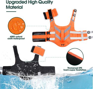 Жилет для собак Kuoser, безпечний та зручний, для малих, середніх та великих порід, помаранчевий колір