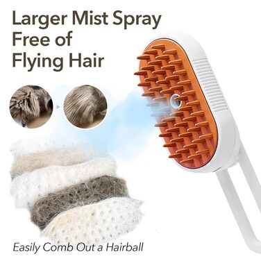 Масажна щітка 3-в-1 для собак та котів, видаляє відмерле волосся без розлітання, водяна щітка, фіолетовий