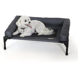 Ківш для собак K&H Pet Products Bolster, з охолодженням, для дому та вулиці, підняте ліжко для собак з знімними валиками для шиї, знімний мережевий чохол, підходить для середніх собак, антрацитовий/чорний, 81 x 64 x 28 см