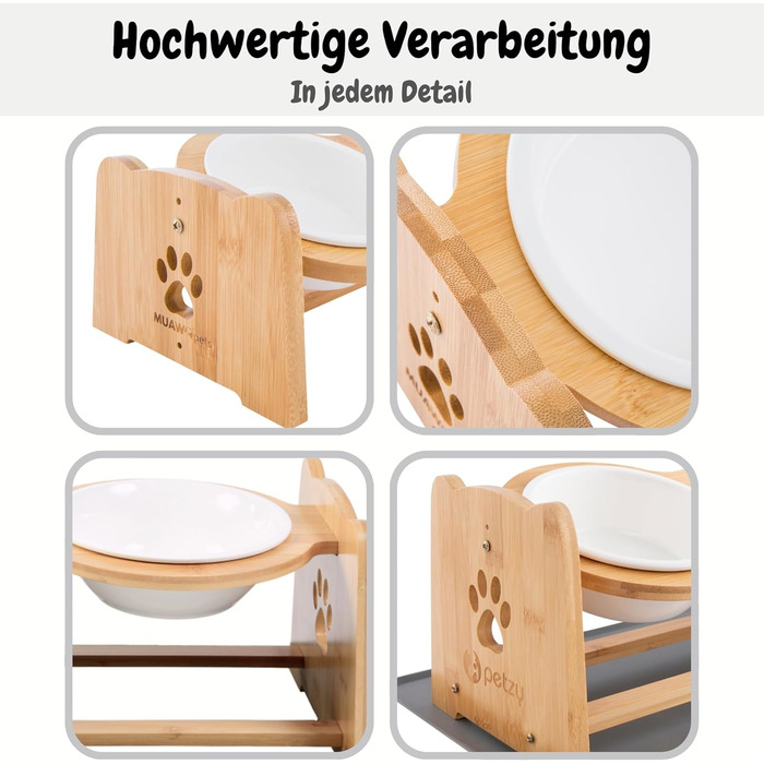 Преміум годівниця для собак та котів Petzy Ceramic, 350 мл | Регульована висота, антиковзаюча підставка, ідеальна для маленьких тварин