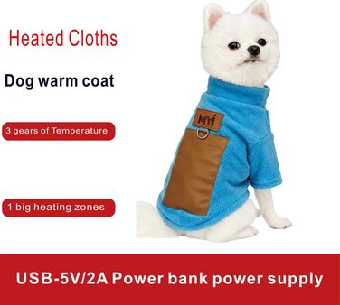 Обігріваючий зимовий пуховик для собак MYI, теплий, для малих, середніх та великих собак, тепла куртка для дому/на вулицю, синій, L (без акумуляторів), синій, довжина спини 30 см