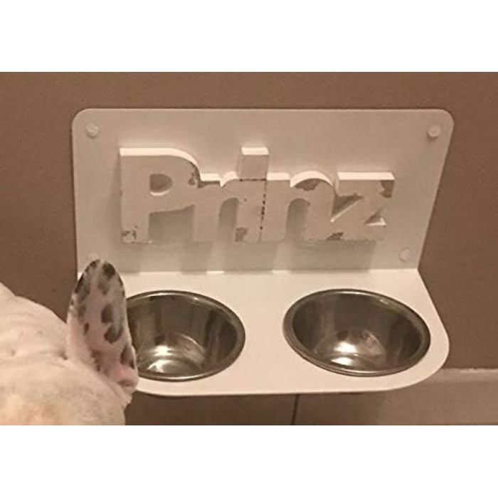 Підставка для корму Schmeck.bar для собак: стабільна, настінна, з мисками (2xS), білий матовий, 400x187x227 мм