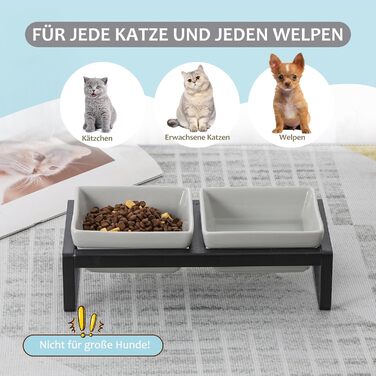 Підвищена годівниця для котів та собак HCHLQLZ, 2 шт. по 280 мл, кераміка, сіра