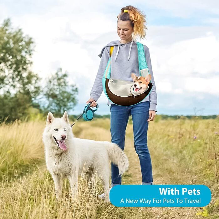 PETCUTE Сумка-переноска для собак, сумка для цуценят, регульована переноска з поводком, дихаюча сітка, переноска для собак з передньою кишенею, переноска для домашніх тварин для прогулянок на відкритому повітрі (M, Зелений)