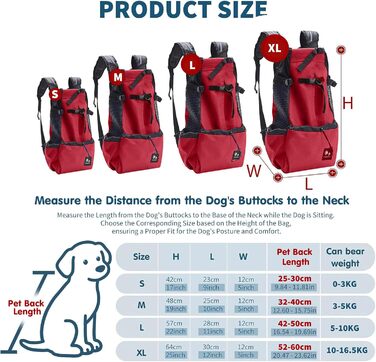PETCUTE Рюкзак-переноска для собак та котів, червоний, до 5 кг