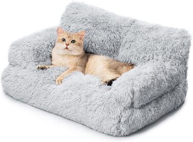 MEWOOFUN стильне ліжко для котів та собак, плюшевий диван 76x45 см, знімний і придатний для прання, сірий