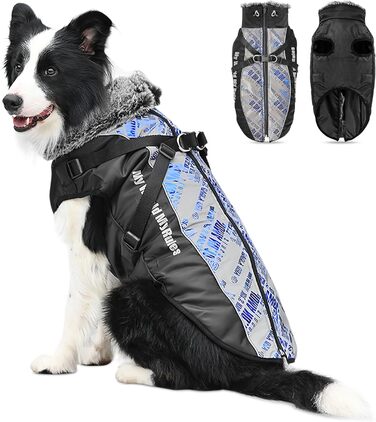 Водонепроникний теплий зимовий одяг для собак ALLSOPETS - куртка з відбиваючими смугами, стильна жилетка для холодної погоди (Blendblau, 3XL)