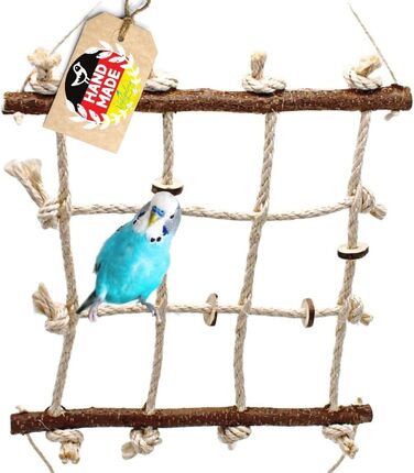 Іграшка для папуг Vogelgaleria 3 в 1: лазіння, сидіння, гризіння, з сизалю та натурального дерева, аксесуар для хвилястих папуг
