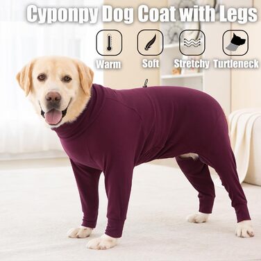 Теплий зимовий пуловер для собак з флісу, червоний, 3XL. Пуловер для собак середніх та великих порід. Зігріваючий зимовий одяг для собак з коміром-стійкою.