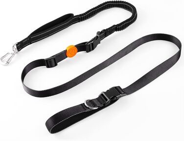 EVERKING 6-в-1 повідок для собак з поясом – повідь для бігу та прогулянок, з двома ручками, антишокова пружина, кріплення для авто, альтернатива шлейці та повідку (синій, сірий, блакитний, хакі, чорний)