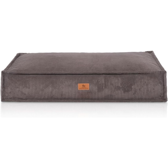 М'яке собаче ліжко Knuffelwuff Lesedi з корду, 120x80 см, коричнево-сірий колір. Знімний, пральний чохол. Підходить для великих, середніх та маленьких собак.