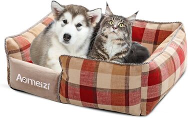 Ортопедичне ліжко для собак PETCUTE великих порід, кошик знімний, миється, антиковзаюче дно, м'яке диван-ліжко, сірий/червоний (XL, Класичний)