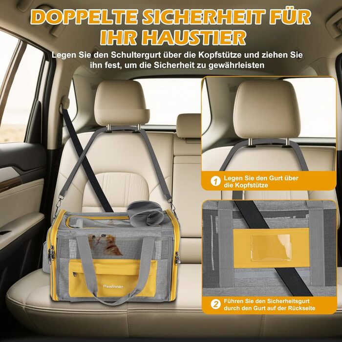 Транспортна переноска для котів та собак Pawinner з колесами, 45x33x33 см. Зручна переноска-тролей для авто та літака, складна, дихаюча, для тварин до 9 кг