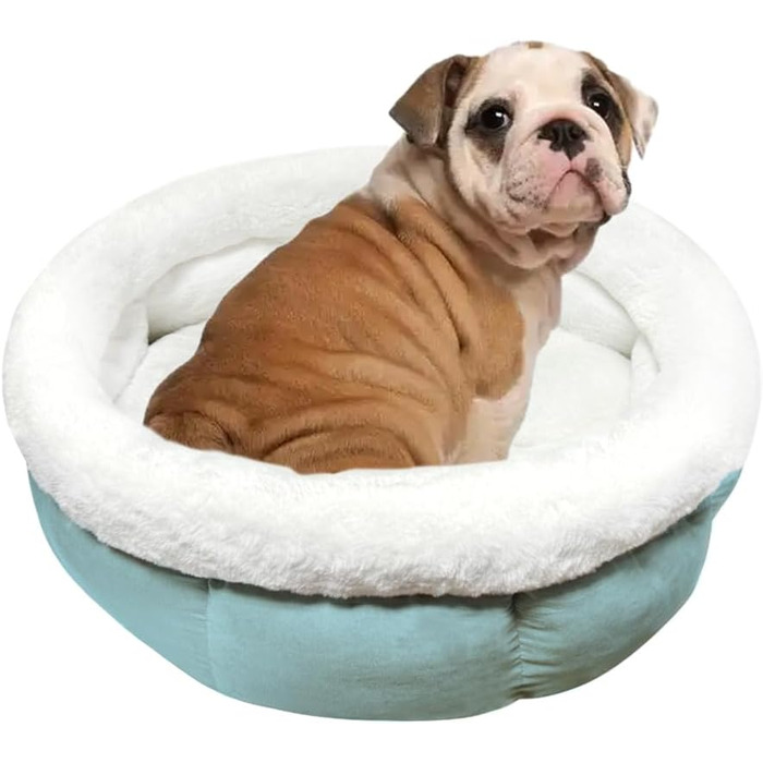 М'яке ліжко-доннат для собак та котів, 50x50x20 см, світлоблакитне, розмір M