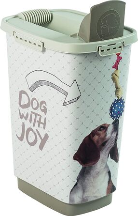 Контейнер для корму Rotho MyPet Cody 25 л з кришкою і дозатором, пластик BPA-free, антрацит/білий, для собак