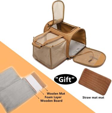 Рюкзак для тварин: переноска для собак, котів, цуценят. Дихаючий, складаний, для подорожей. Колір: коричневий, розмір: Small