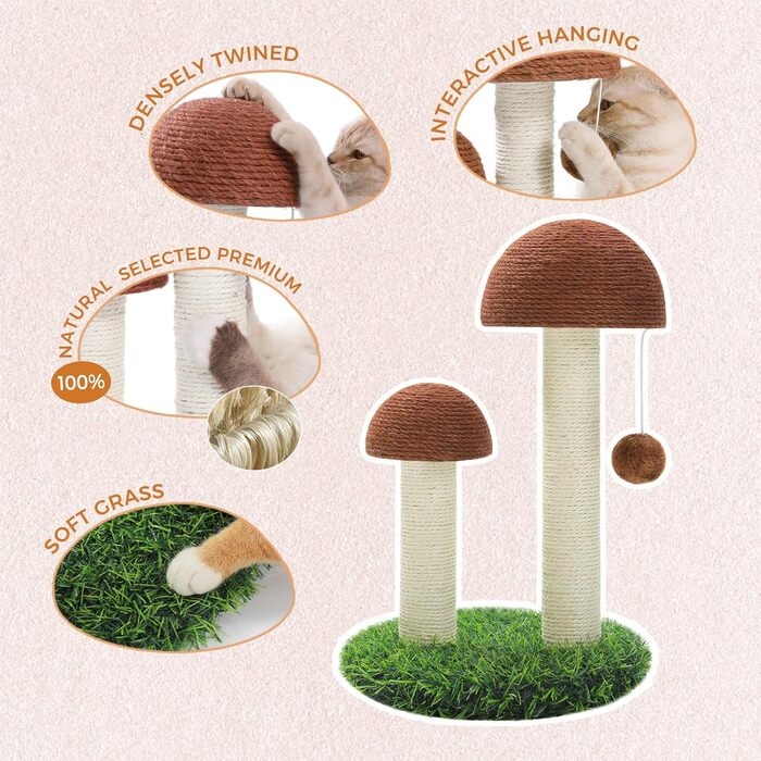 Кігтеточка PAWZ Road для кошенят та котів, кігтеточка-грибок з натурального сизалю, стимулює інстинкти котів