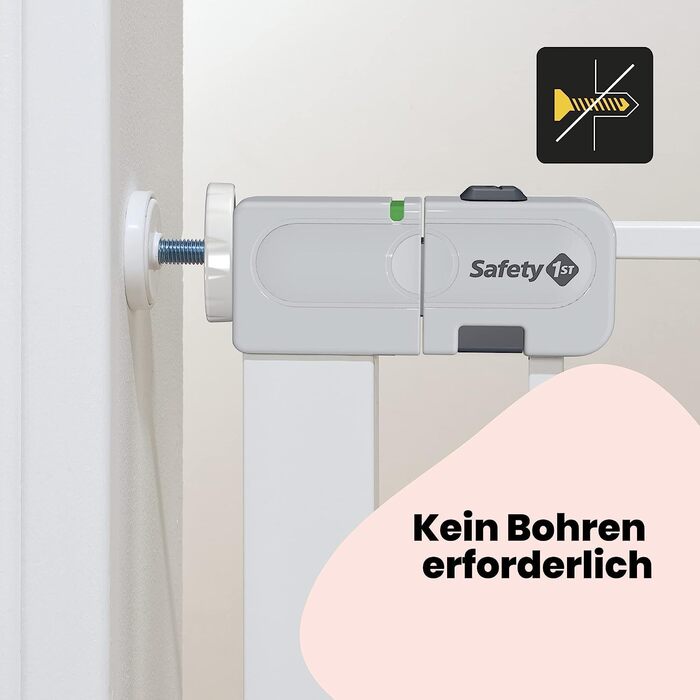 Захисні ворота для дітей Safety 1st Auto Close – автоматичне закривання, без свердління, 73–80 см (розширюється до 136 см), двостороння фіксація, білий метал