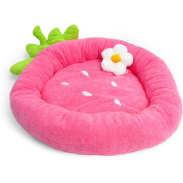 М'яке плюшеве ліжко для собак та котів TONBO з натуральним мотивом (квітка райдуги, полуниця), придатне для прання та сушіння