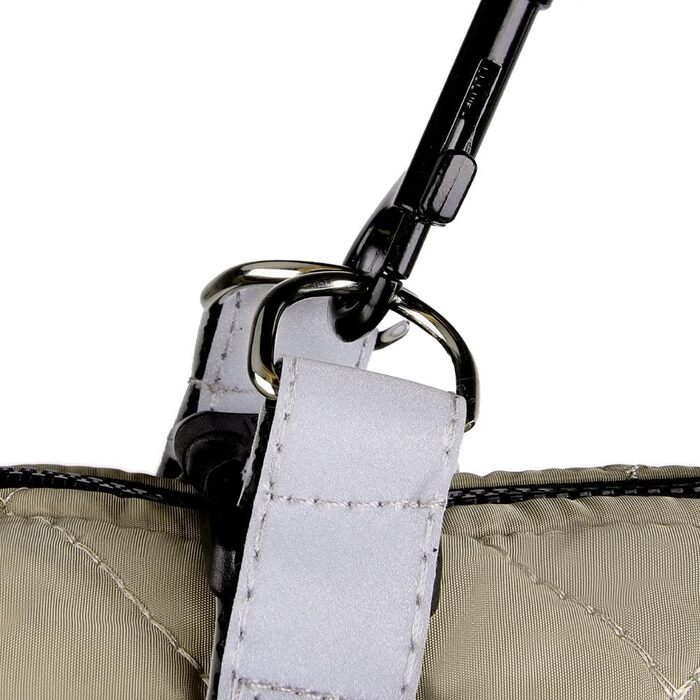 Теплий водонепроникний зимовий пуховик для собак Lalzoo LUVI 2-в-1 з інтегрованим нашийником – для маленьких та середніх собак, світлодіодна куртка, бежевий, розмір S