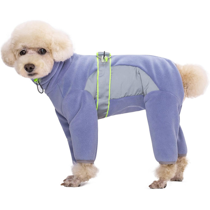 Флісовий теплий зимовий костюм для собак BT Bär з кільцем D, світловідбиваючими елементами, для малих та середніх собак (S, фіолетовий)
