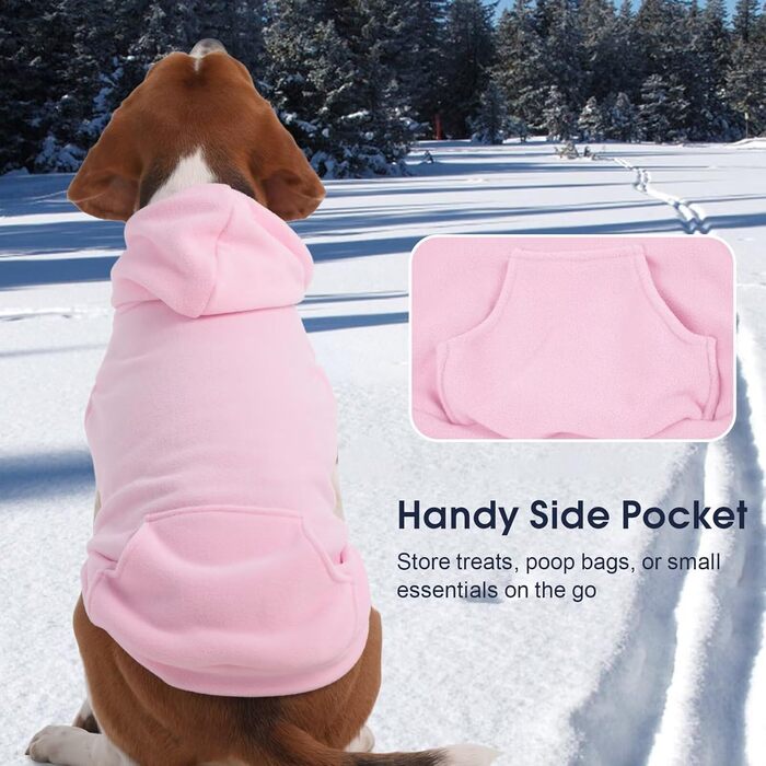 Теплий флісовий світшот-худі IECOii для великих собак, рожевий, 4XL. Комфортний пуловер з капюшоном для холодних днів, підходить для доберманів та інших великих порід.