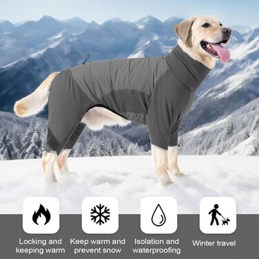 Водонепроникний зимовий одяг для собак: теплий, вітронепроникний, з високим коміром. Розміри M (сірий) та L (сірий). Підходить для малих та середніх собак. Ідеально для прогулянок, походів та кемпінгу.