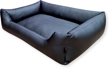 Водонепроникне собаче ліжко 4L Textil Mario з штучної шкіри - корзина для собак великих та середніх порід - диван для собак XXL (120x90 см, чорний)