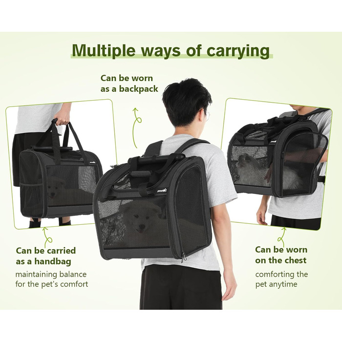 Рюкзак для собак та котів Pecute: переноска для 2 котів або 1 собаки, вентильована, сірого кольору