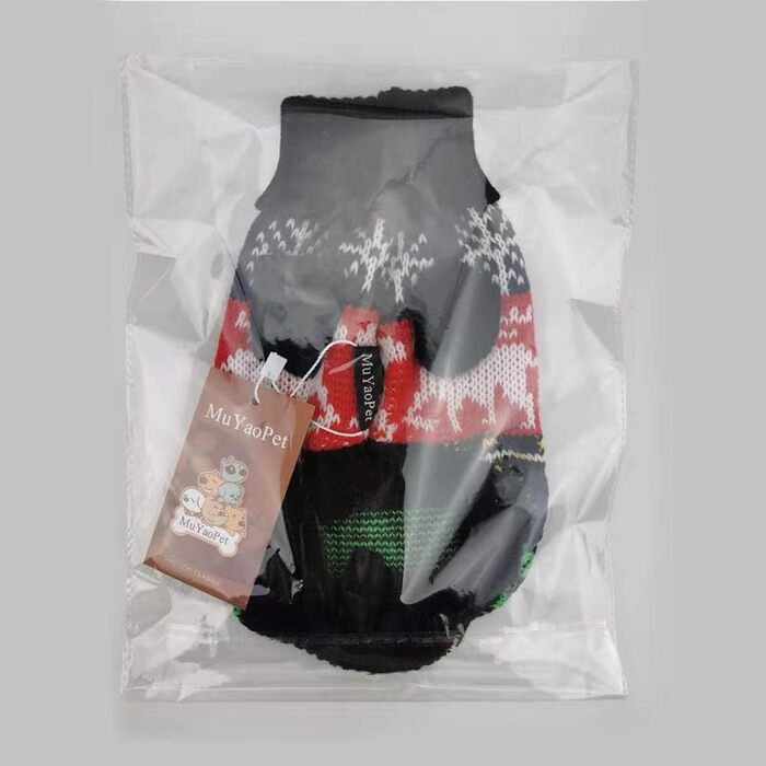 Теплий зимовий светр для собак на Новий рік з оленем, чорного кольору, розмір S (обхват грудей 34,8 см), для дрібних та середніх порід (Даксель)