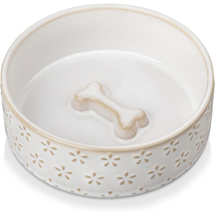 Миска для собак Malacasa з підставкою з горіхового дерева, 450 мл, подвійна миска для собак та котів, для корму та води, неслизька підставка, дизайн у стилі квітки та соти (450 мл, 1 шт.)