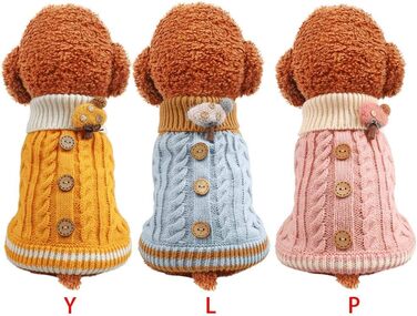 Теплий зимовий пуловер для собак Doubleer: стильний та зручний одяг для маленьких та середніх собак (рожевий, блакитний, жовтий)