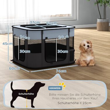 Манеж для цуценят PawHut до 4 кг сірий