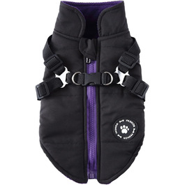 Зимові куртки, жилети та шлейки для собак, чорний колір (M). Куртки 2-в-1, без тягнучки, підходять для цуценят, собак маленьких та середніх порід.