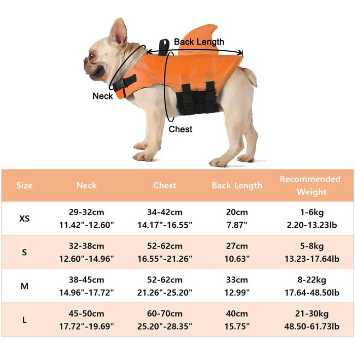 Спасальний жилет для собак FONLAM - помаранчевий, розмір S