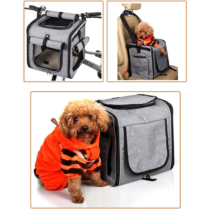 Корзина для собаки на велосипеді, переносник для тварин, велосипедна корзина, розширювана, дихаюча сітчаста сумка для прогулянок, подорожей, кемпінгу