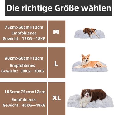 М'яка подушка для собак середніх порід, сірого кольору, 75x50x10 см, з неслизьким покриттям, знімна та пральна