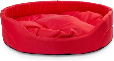 Крісло-ліжко для собак середніх порід, овальне | Зносостійке лежання для собак з подушкою | Кошик для собак | Поліестер, червоний, L (57x52 см)