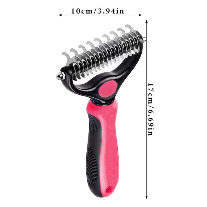 Щітка для видалення ковтунів для котів та собак, двостороння, для догляду за шерстю, для линяння, сталевий гребінь