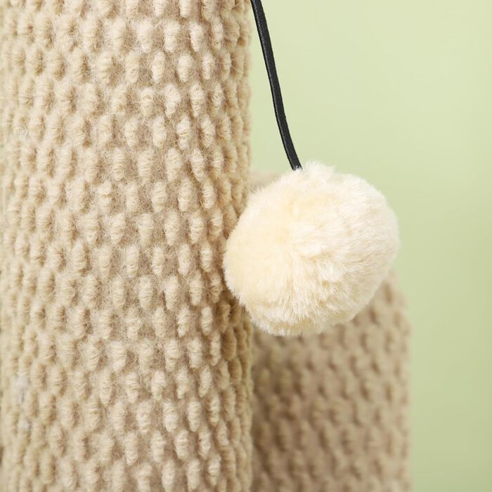 Котячий будиночок PawHut з когтеточкою, 54 см, кремово-білий, з іграшкою, 33 x 33 x 54 см