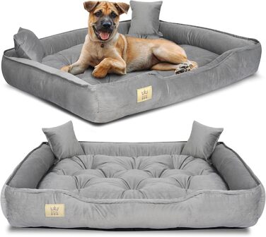 Ортопедичне ліжко для собак великих порід King Dog: зелений велюровий кошик для домашніх тварин, 115 x 95 см, легко миється, силіконова наповнювач