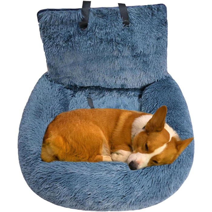 Автокрісло для собак: зручне та безпечне ліжко-крісло для автомобіля. Зручне, м'яке автоліжко для собак, відкидне, тепле, сірого кольору.